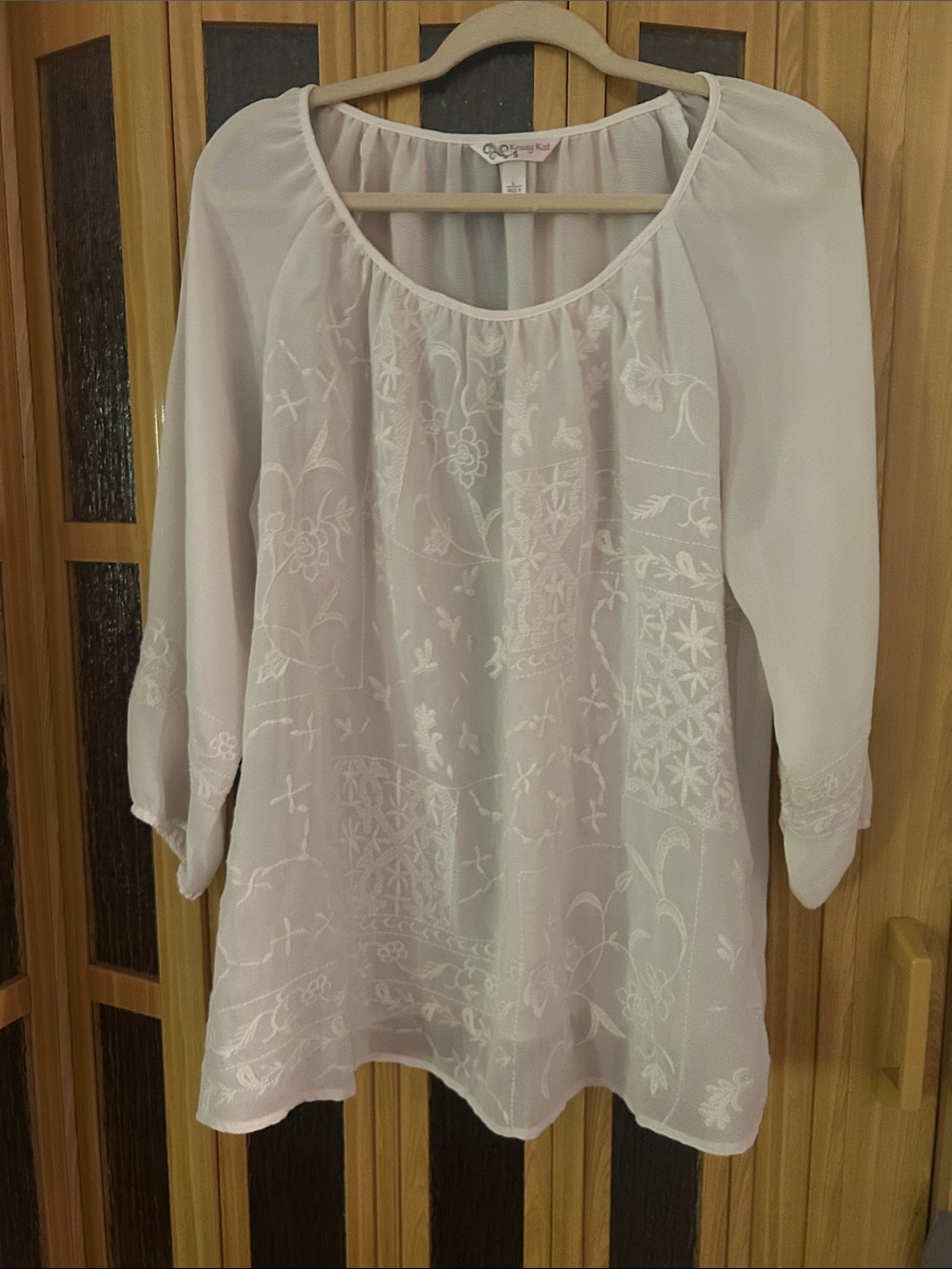 Krazy Kat Cream colored Embroidered Peasant Tunic
